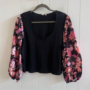 Dolan Women's Floral Puff Sleeve Scoop Neck Blouse